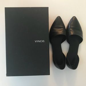 Vince Black Pointed Toe Flats